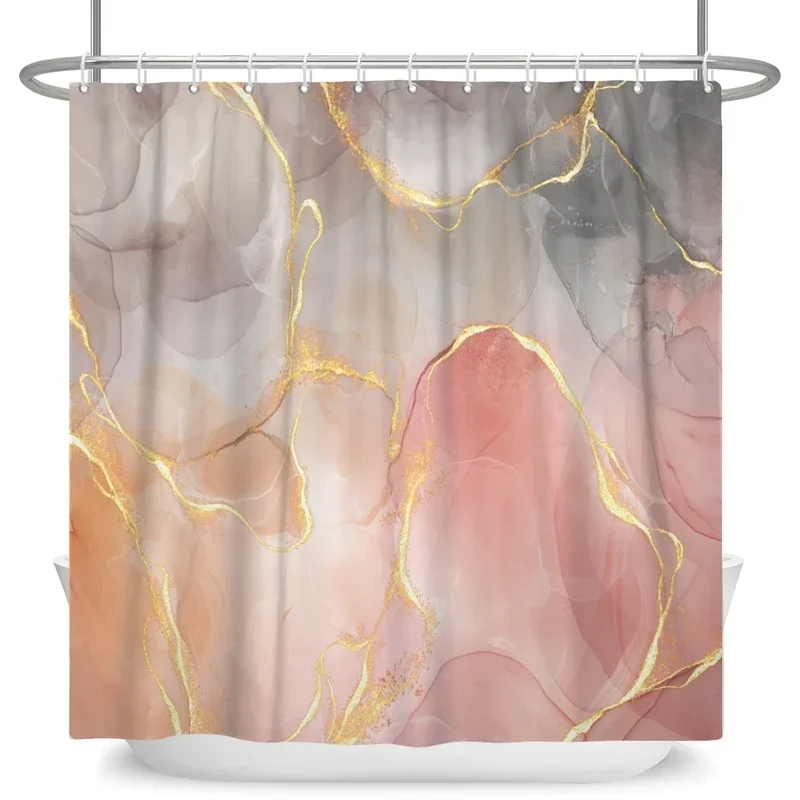 Marble Shower Curtain Creative Texture Home Decor Shower Curtain Bathroom Polyester Waterproof Fabric Hanging Cloth With Hooks