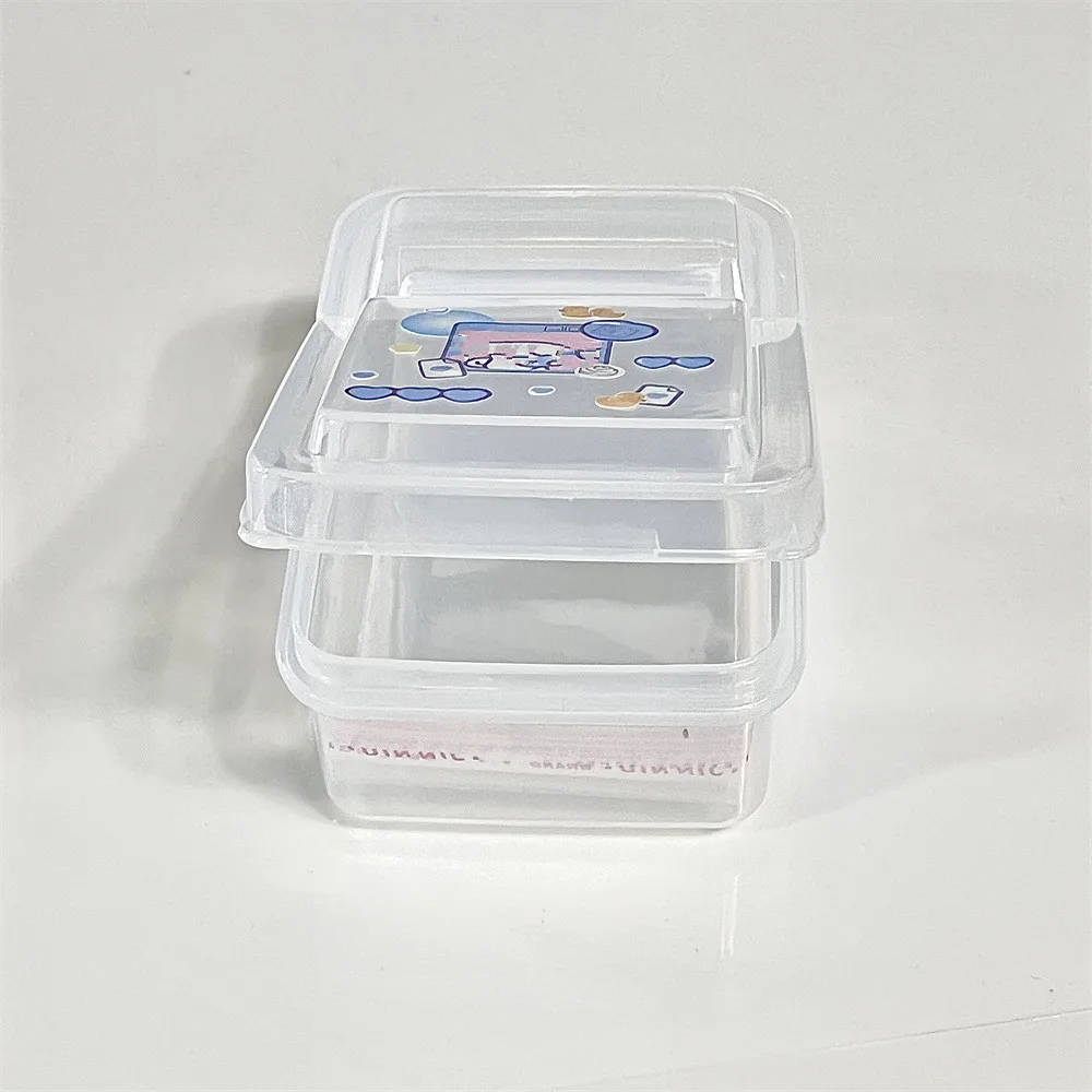 Transparent Idol Photocard Storage Box Plastic Small Stationery Desktop Classification Organizer Flip Lip Card Holder Box INS