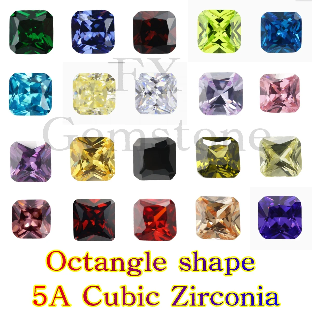 

4x4~15x15mm 5/10pcs AAAAA Octangle Shape Yellow ,Blue,Green Cubic Zirconia Stone Loose cz Bead for Romantic Gift Jewelry make