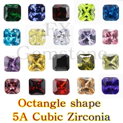 4x4~15x15mm 5/10pcs AAAAA Octangle Shape Yellow ,Blue,Green Cubic Zirconia Stone Loose cz Bead for Romantic Gift Jewelry make