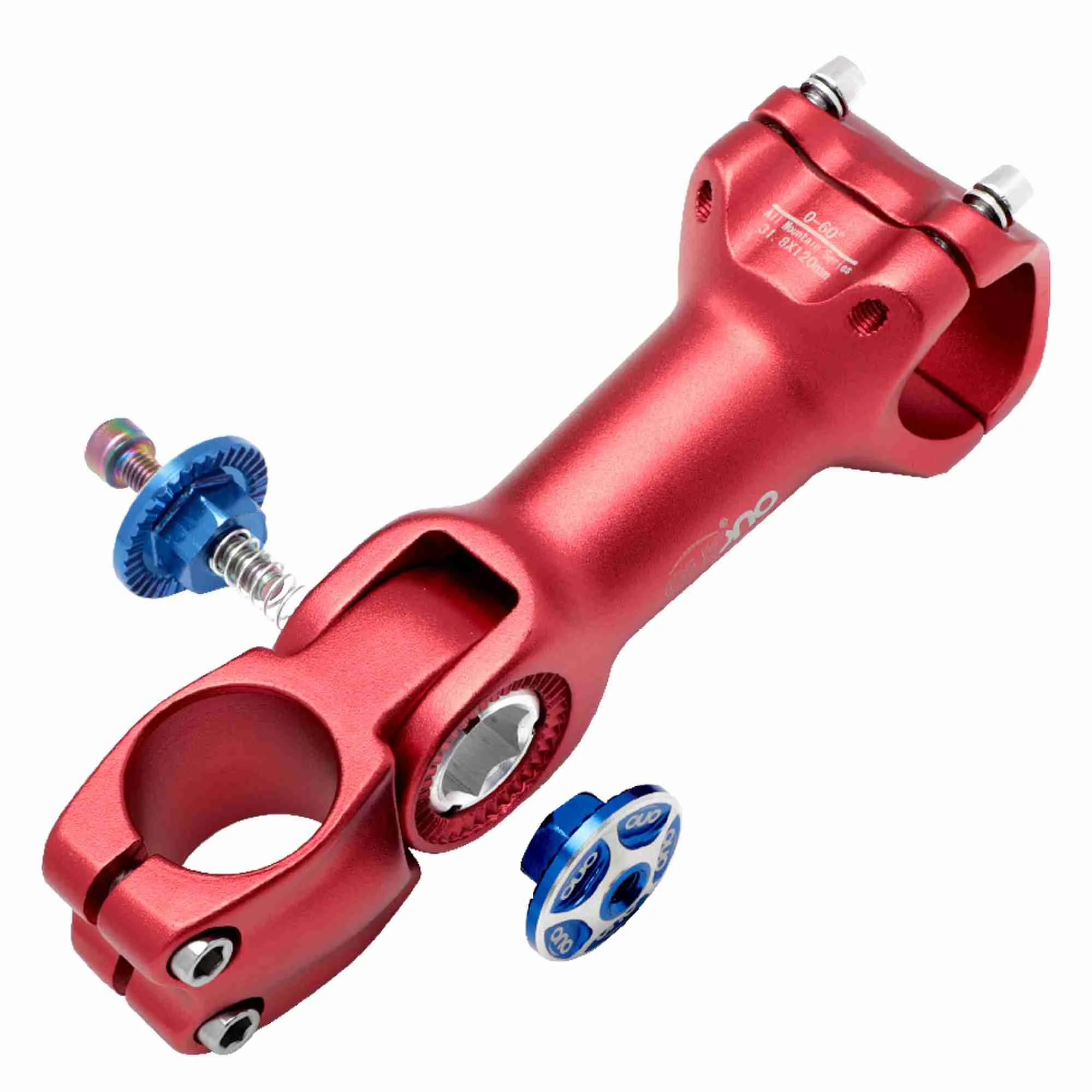 OUO Adjustable Bike Stem 31.8mm Mtb Bicycl Handlebar Stem 0-60 Degree Red Bar Riser With CNC Cap Adjustable Bicycle Extender