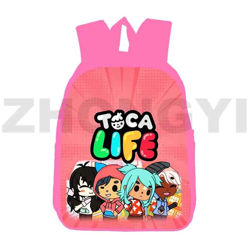 

Fashion 3D Anime Toca Boca Life World Game Backpack Travel Teenagers Schoolbag 12/16 Inch Pink Bookbag Toca Boca Daily Bag Women