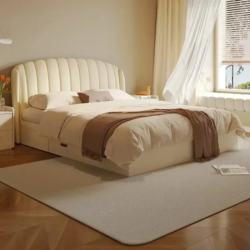 Modern simple double bed 1.8 meters pneumatic high box storage bed with lamp bed