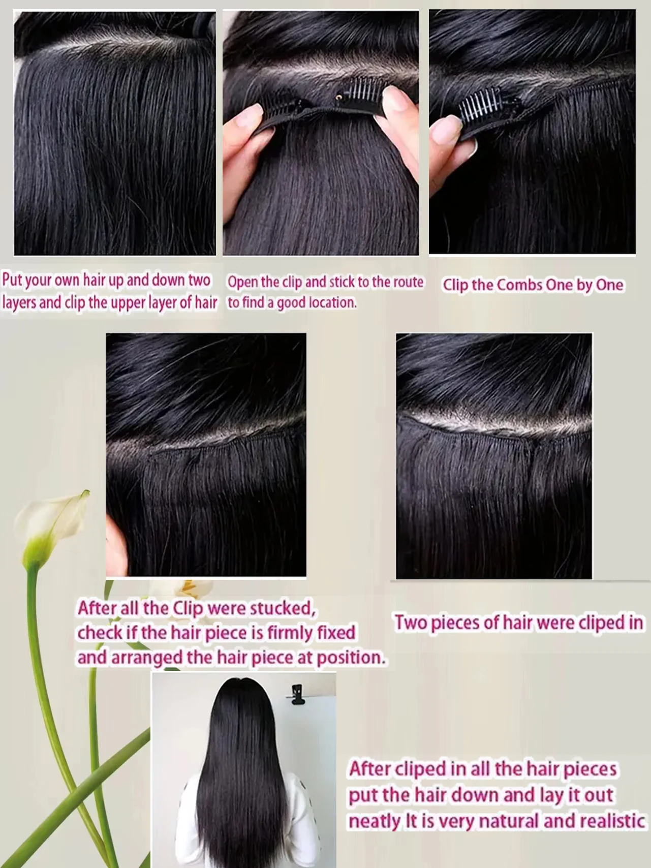 Water Wave Clip In 100% Human Hair Extension For Woman-Full Head Clip In Hair Extension 10-30 Inches,Nature Black Color,8Pcs/Set