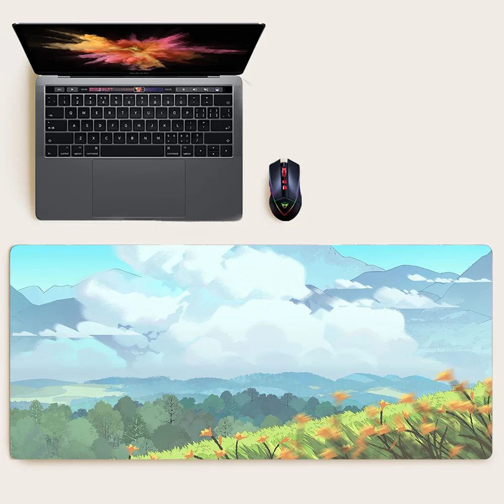 Большой коврик для мыши с цветами, милый розовый Настольный коврик XXL, большой коврик для компьютерного стола с аниме, милые офисные принадлежности, украшение для стола для дам