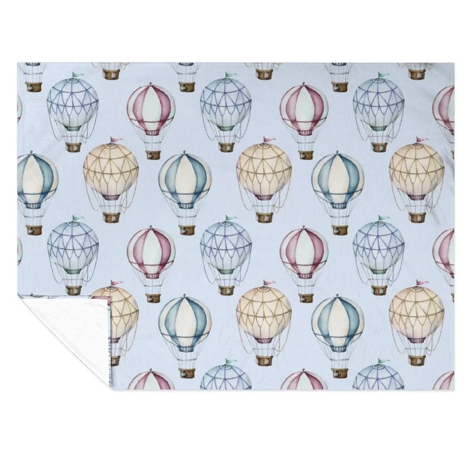 

Watercolor hot air balloons pattern Throw Blanket Custom Thins blankets and throws Soft Plush Plaid Blankets