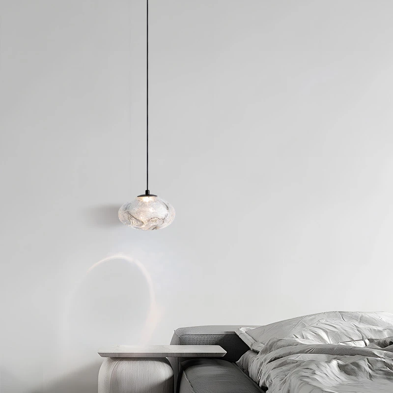 European Style New Bedroom Bedside Lamp Modern And Simple With Free Lifting And Hovering Small Pendant Light