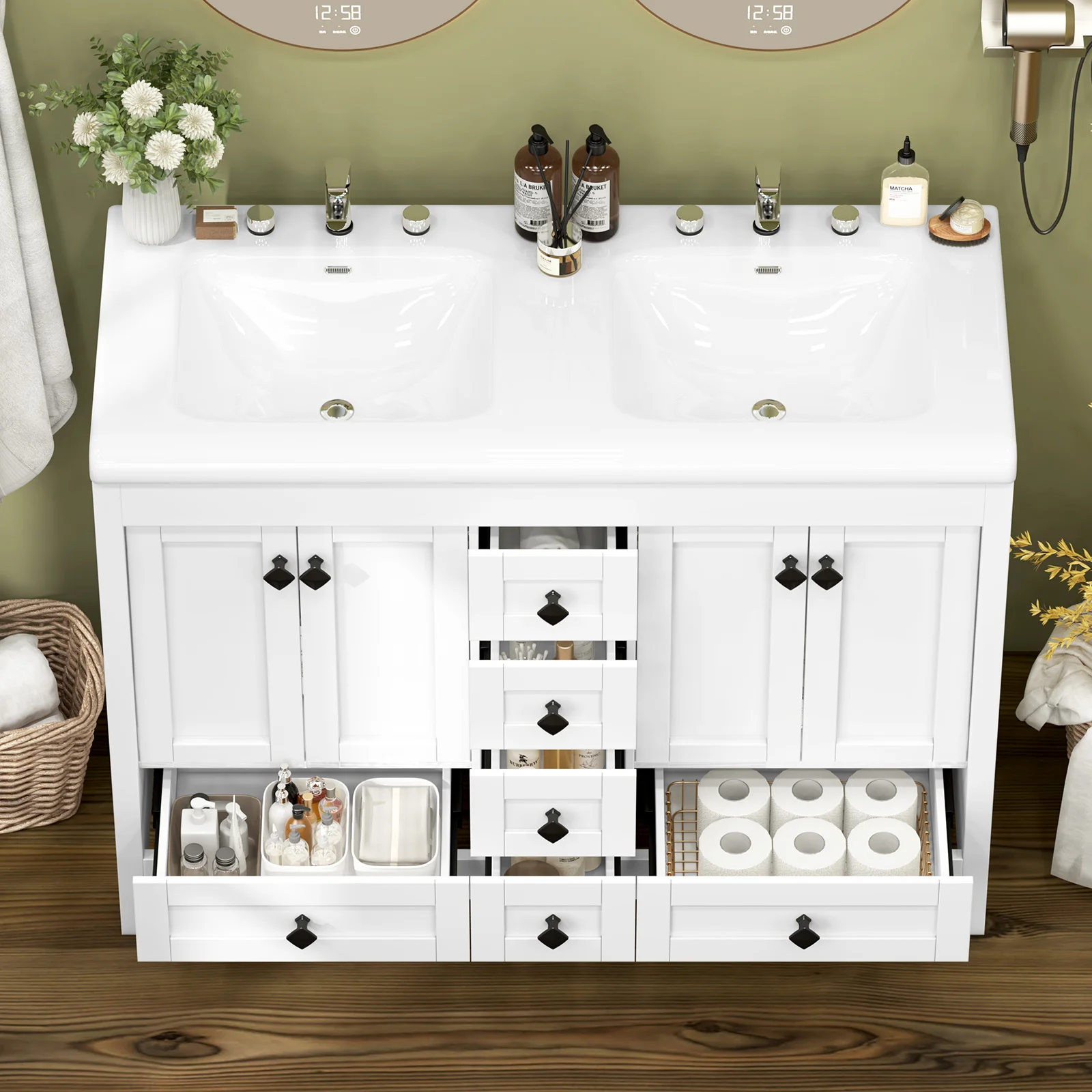 47.3 Inch White Bathroom Vanit - огляд і ціна Home Bathroom Vanity Combo