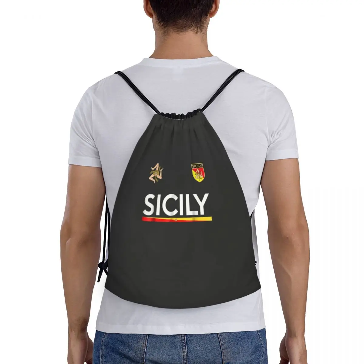 Camiseta de fútbol personalizada para hombres, bolsas con cordón para entrenamiento, mochilas de Yoga, deportes italianos, gimnasio, Sicilia, Italia