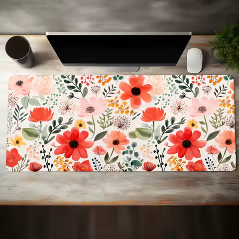 Long Flower Pattern Large Mouse Pad Gamer Big MousePad for Computer Gaming Locking Edge Keyboard Desk Mice Pads Rubber Table Mat