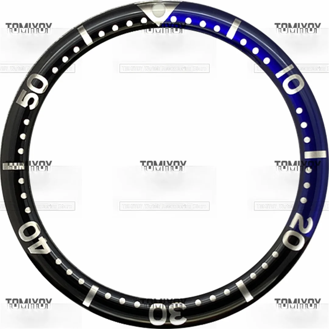 38มม. สีดำสีน้ำเงินเรซินสีแดงแบบแบนฝังเหมาะสำหรับ Sekio007 SKX009นาฬิกากลไกผู้ชาย