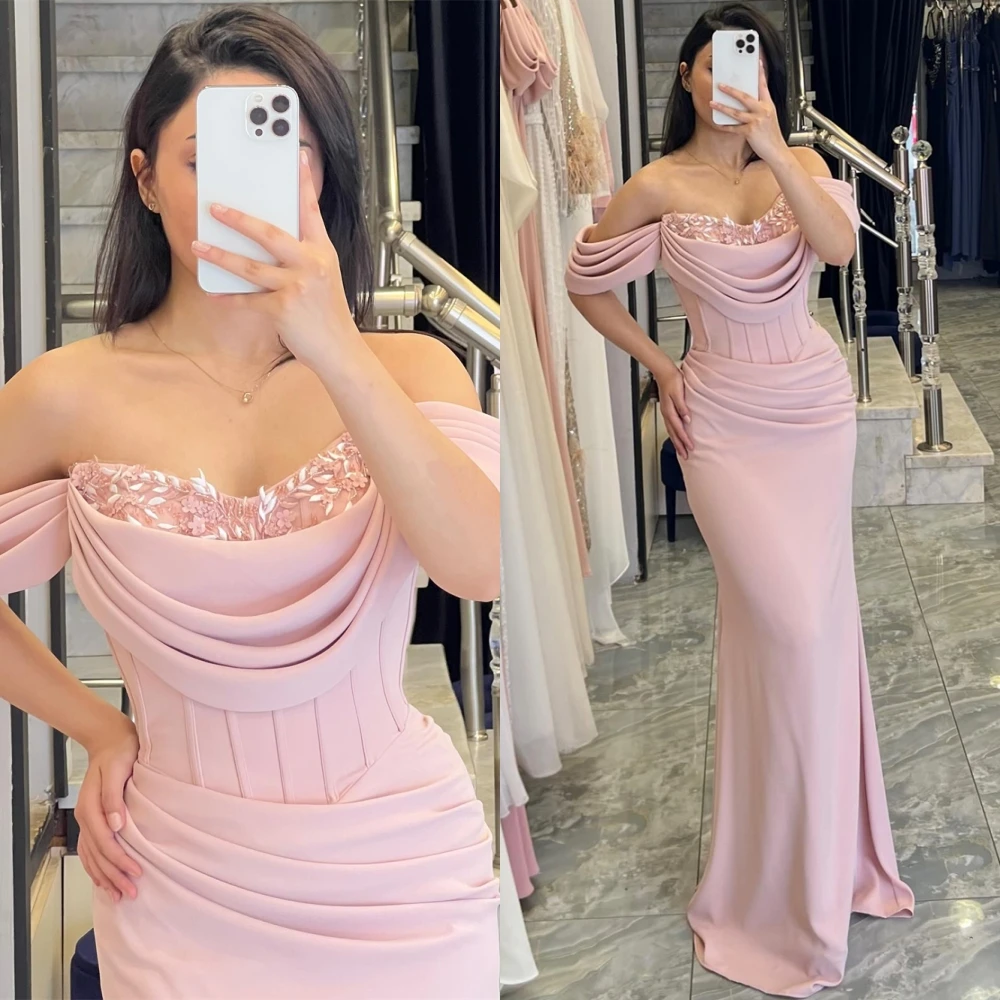 

Customized Graceful Boat Neck Evening Dress and Exquisite Jersey Special Occasion Gowns and Delicate Appliques Party Dresses