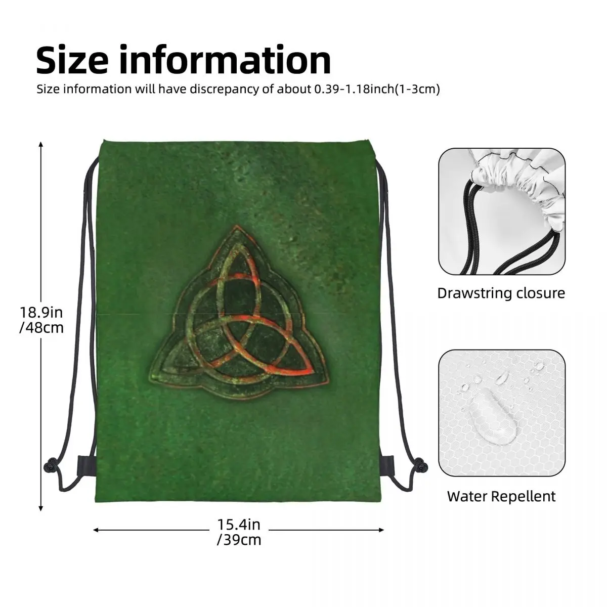 Zaino con coulisse Book Of Shadows borsa a tracolla Triquetra Charmed tasca con cerniera borse sportive e da viaggio