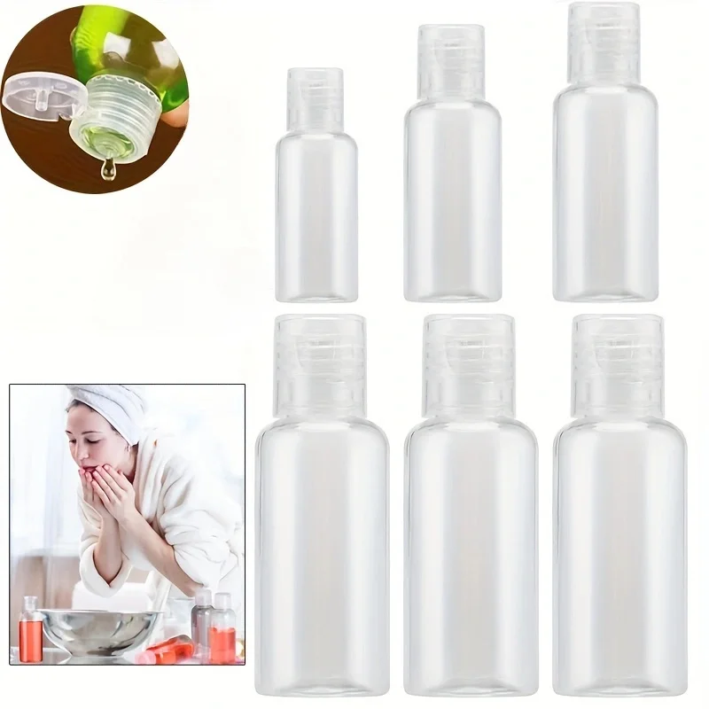 6pcs Plastic Refillable Squeeze Bottles, 30ml/50ml/100ml, Round Travel Size Containers with Flip Cap,for Shampoo, Lotion