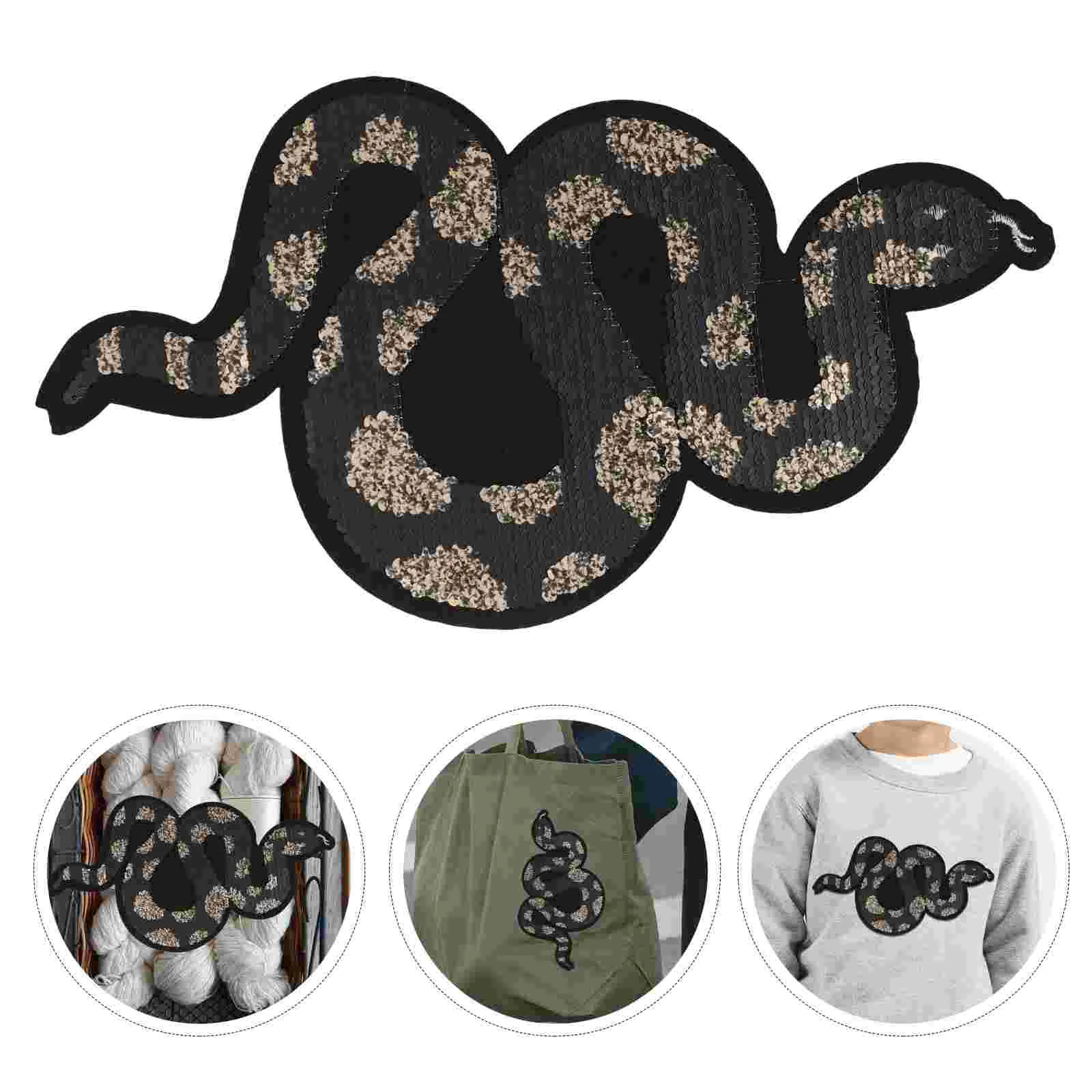 Sequins Snake Shaped Embroidery Applique Patch For Clothing Repair Diy Snake Patch Home Applique For Clothes Jackets Jeans And B