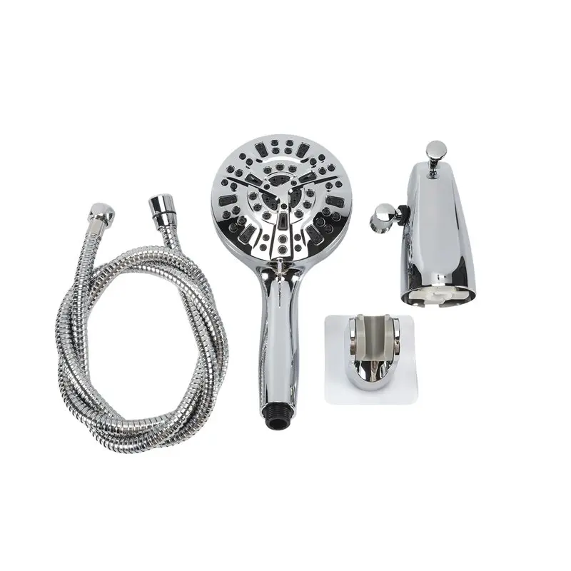 

All Metal Bathtub Faucet With 9 Sprayer Settings, Chrome Finish, With Built-In Diverter And Universal Fit Adapters-AT30