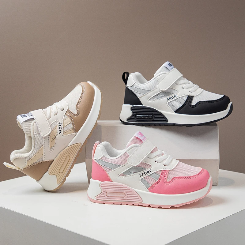 

KIds Spring/autumn Fashionable Breathable Thick Sole Lightweight Sports Sneakers Baby Soft/Simple School Students Running Shoes