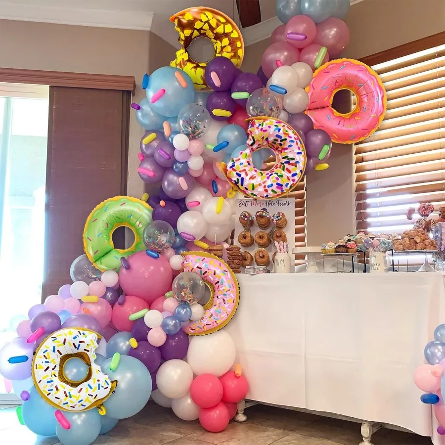 6個入り 大型ドーナツ型ホイルバルーン ドーナツ型マイラーアルミバルーン スイートキャンディスプリンクルホイルバルーン 誕生日 ベビーシャワー 結婚式用