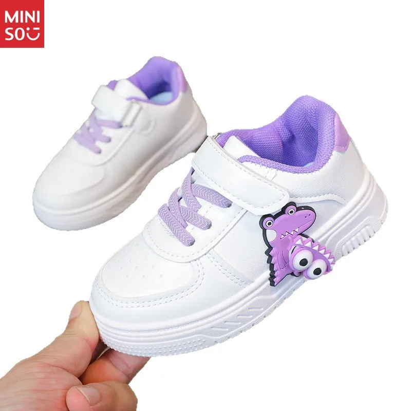 حذاء قماش من Miniso Kids ذو رقبة منخفضة للفتيات باللون الأبيض والأولاد مسطح كارتوني لطيف كاجوال مريح للتنفس #5
