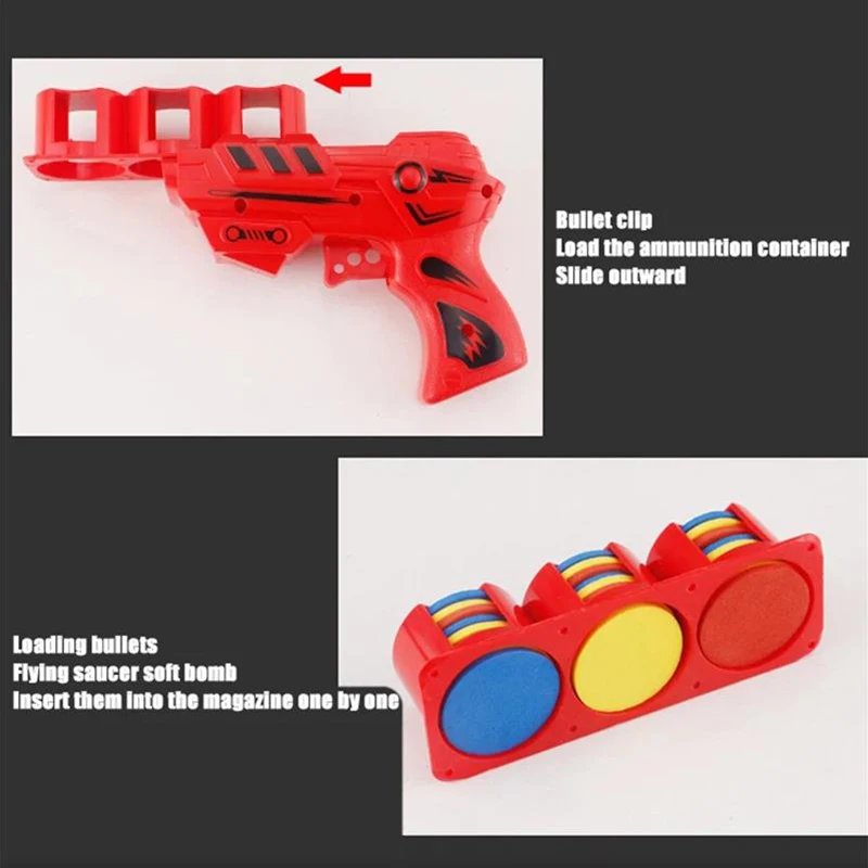 Neue Kinder Fliegende Untertasse Spielzeug Pistolen Auswurf Fliegende Scheibe EVA Weiche Kugeln Kinder Spiele Im Freien Schießen Pistole Neuheit Spielzeug Pistole