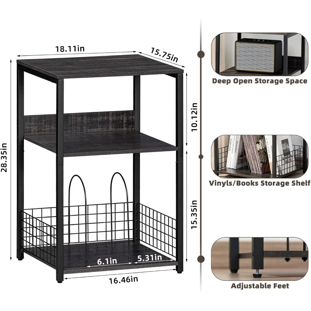 Bedroom Table Industrial Printer Tables Office Large Record Player Tables With Vinyl Storage Shelf Coffee Mesas Turntable Stand
