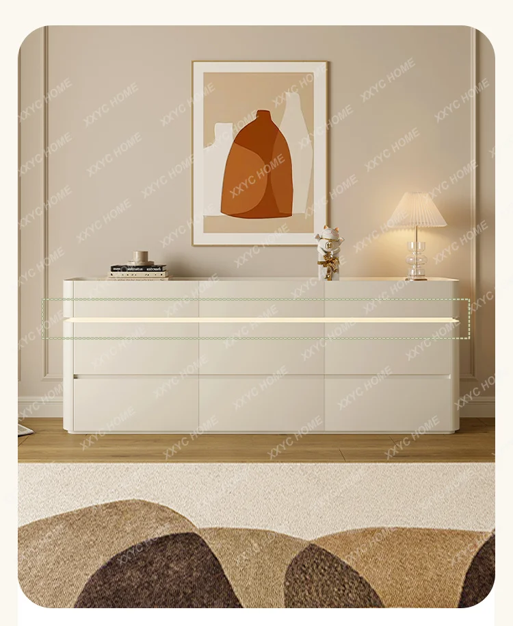 Solid wood ultra-thin drawers chest of drawers simple modern living room wall storage bedroom bedside storage  FT