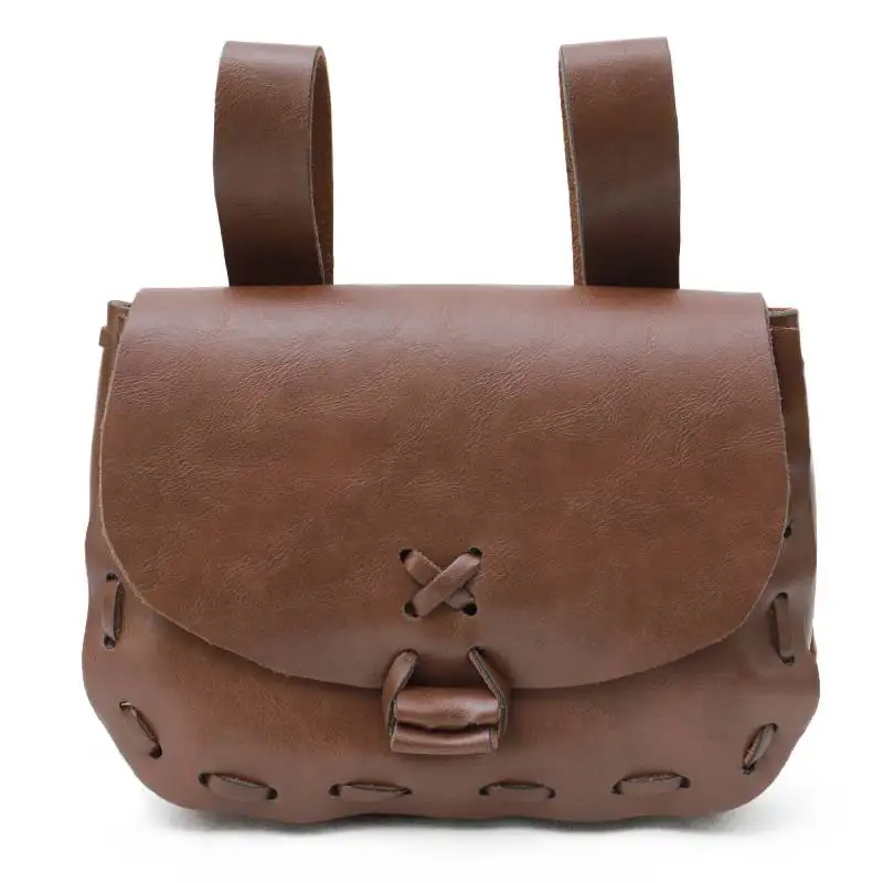 

Medieval Waist Pack Vintage Handwork Leather Belt Pouch Waist Bag with Horn LARP Renaissance Costume Accessories for Women