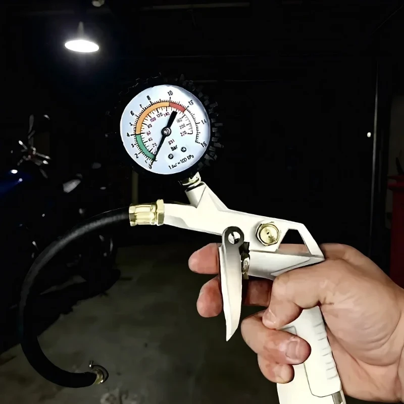 Tire Pressure Gauge Gun Type, Auto Motorcycle SUV Inflator Tool for Air Compressor Tire Repair