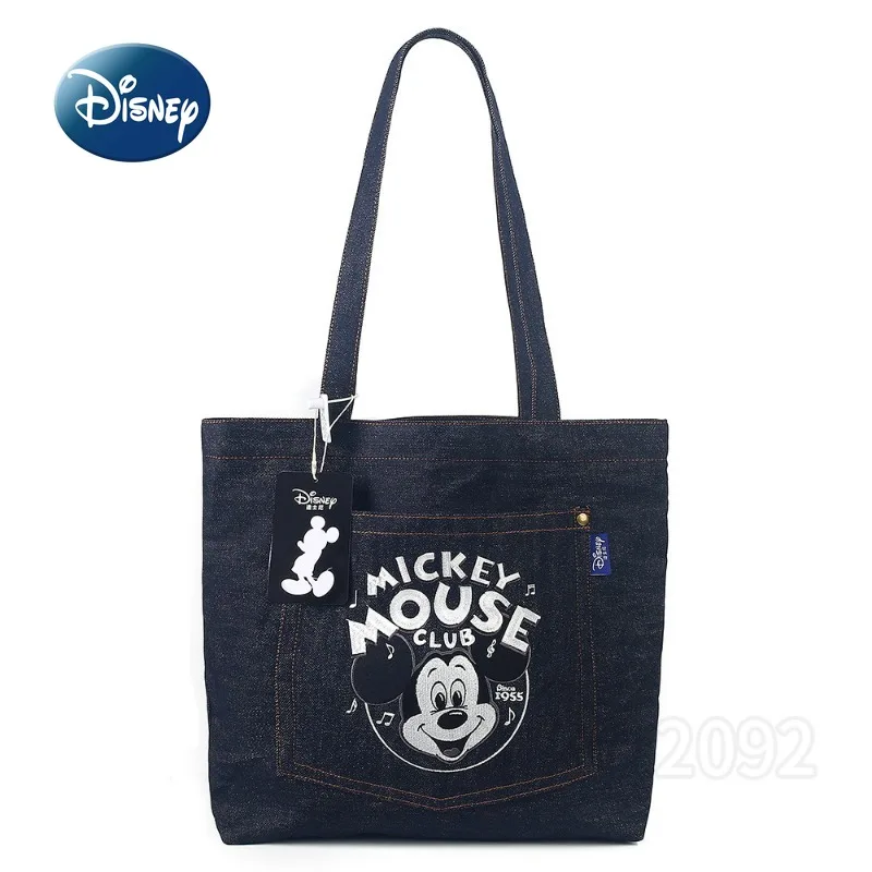 Disney Mickey New Women's Handbag Luxury Brand Original Women's Shoulder Bag Denim Fashion Embroidery Women's Bag Large Capacity