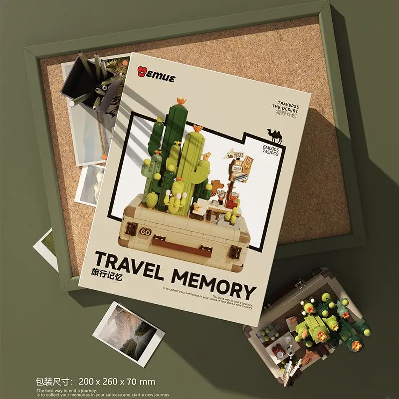 Nuova originalità Building Blocks Travel Memory bagaglio Cactus Storage Model Desktop Decoratio giocattoli per bambini regalo di compleanno per ragazza