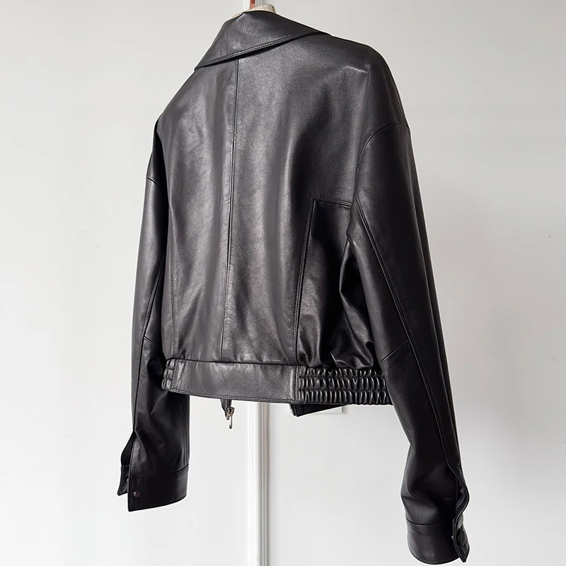 輸入ラムスキン女性のジャケットコート 2026 春の新本革スタイリッシュなスリムフィット女性ショートジッパーシープスキンジャケットトップス