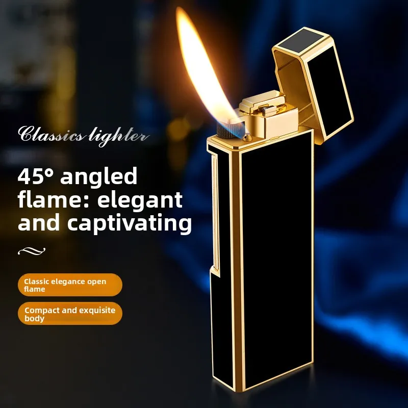2026 New Mini Travel Portable Side Slip Lighter with 45 ° Slanted Flame for Men, High End Cigarette Accessories Gift