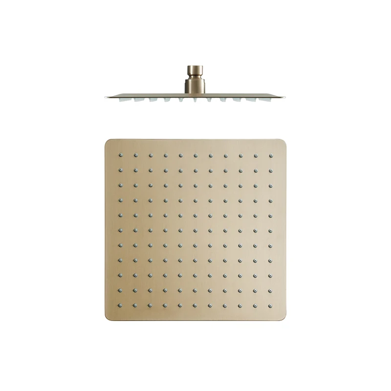 Brushed Gold 304 Stainless Steel Square Rainfall Shower Head Top Sprayer High Pressure Square Ultra Thin Showerheads