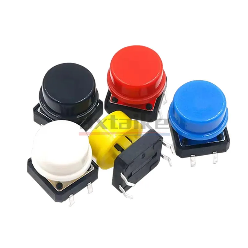 25PCS Tactile Push Button Switch Momentary 12*12*7.3MM Micro Switch Button Circular Cap Kit (5 Colors) for R3 Board Switchs Kit