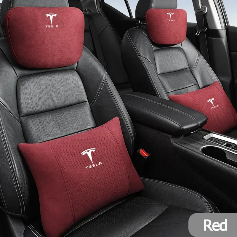 

Замшевая внутренняя подушка для поддержки шеи подголовника автомобиля для Tesla Model 3 Y S X P75D P85D P90D P100D Roadster, украшение интерьера