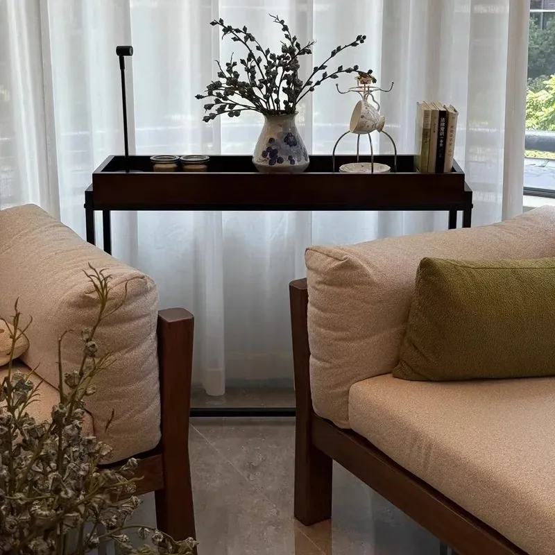 New Chinese Style Solid Wood Entrance Console Table Against Wall Living Room Art Entryway Long Narrow Strip Storage Table