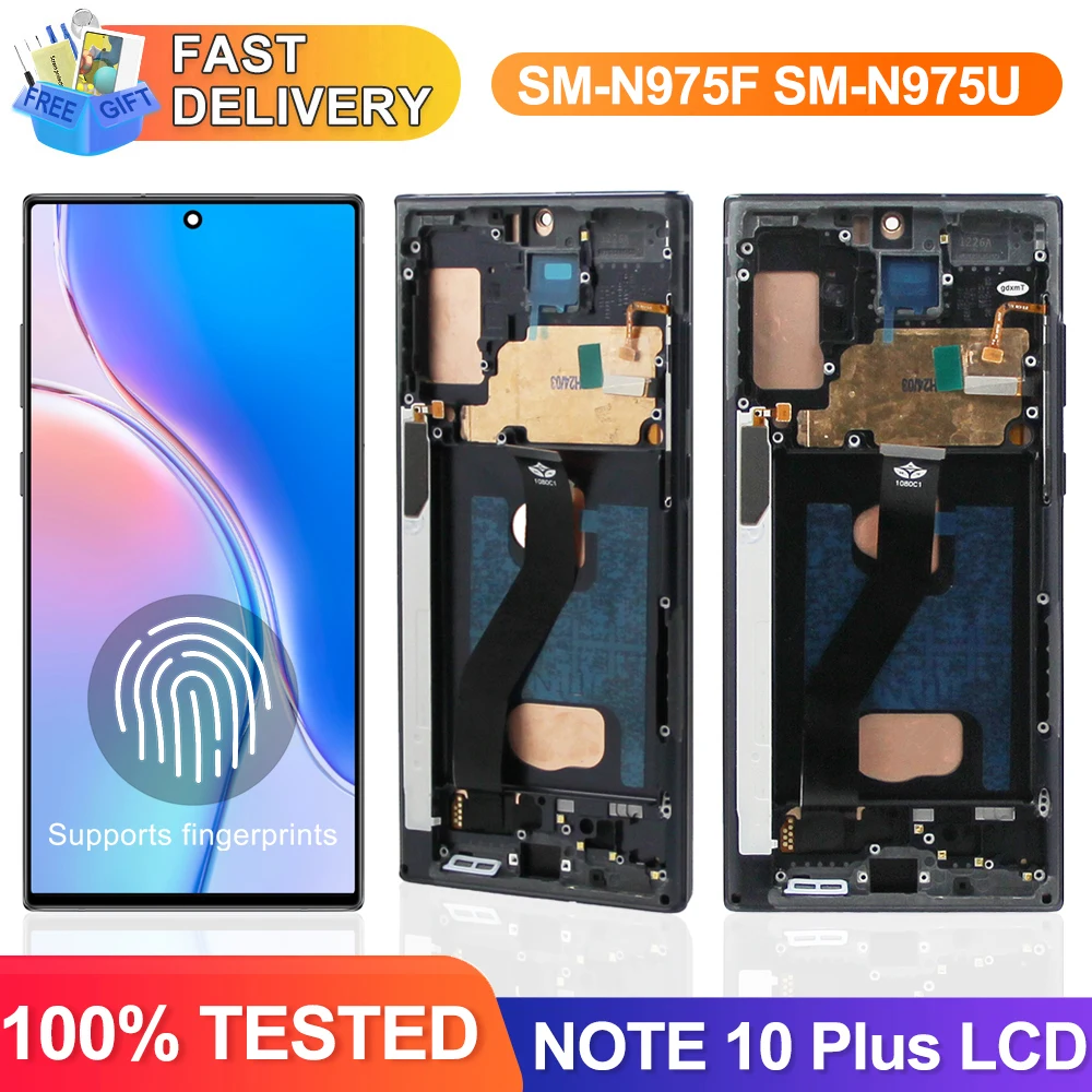 Note 10+ Display Screen Assembly for Samsung Galaxy Note 10 Plus N975F Lcd Display Digital Touch Screen With Frame Replacement