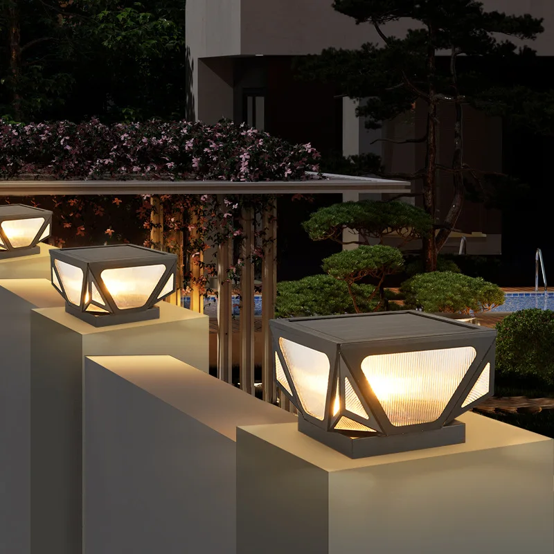New solar stigma lamp, courtyard villa pillar lamp, outdoor waterproof door lamp, outdoor power connection wall lamp