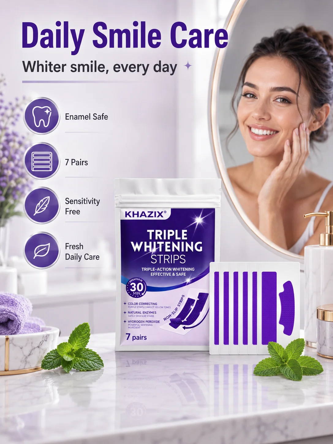 7 pairs Dental Care Strips Oral Hygiene Teeth Patch Fresh Breath Mouth Cleaning Strips for Daily Use view 5