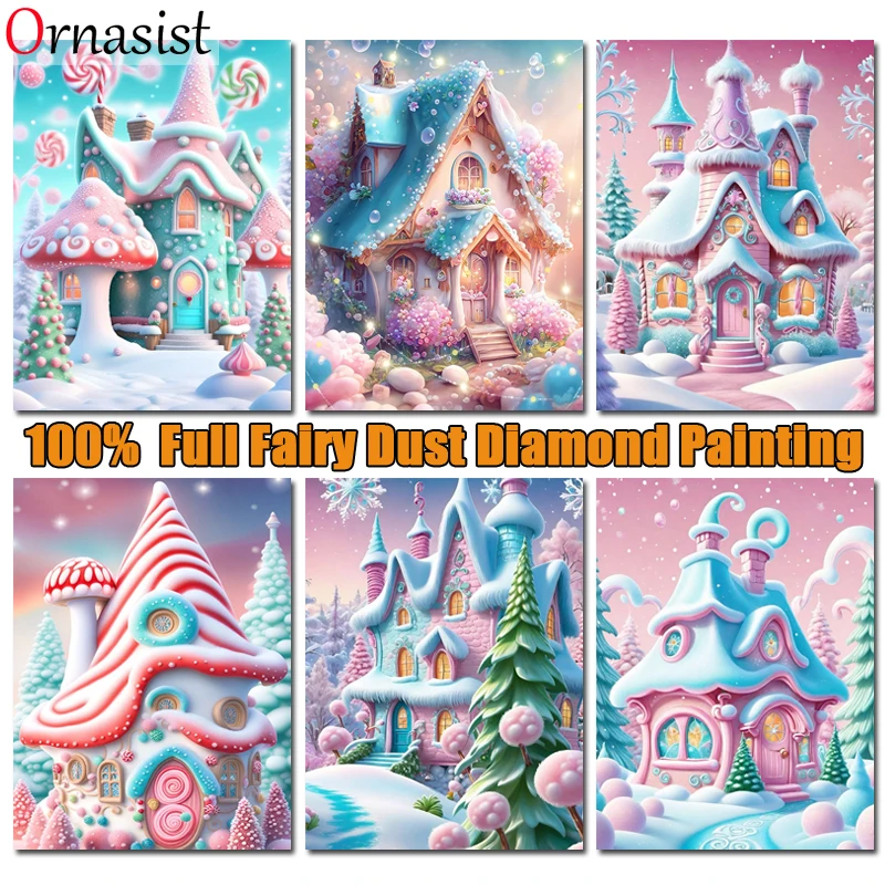 

Алмазная вышивка 5D «Волшебная пыль»: Картина с замком и пейзажем, полностью расписанная стразами, ручная работа, декор для дома
