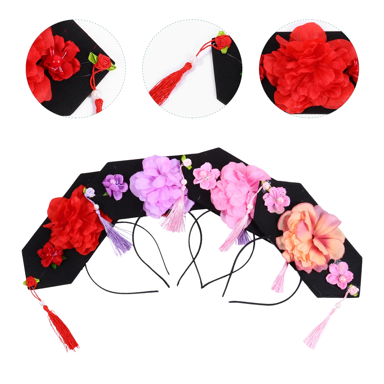 4 Pcs Decorative Hair Checkered Hat Ancient Chinese Style Accessories Novelty Party Band