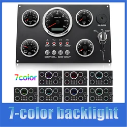 Boat Dashboard 5 Gauge Set 12v Switch Panel with 85mm Tachometer 3000rpm-8000rpm+Voltmeter Fuel Oil Press Water Level Gauge
