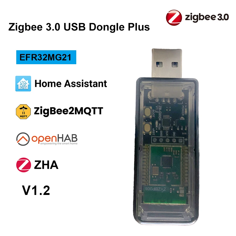 EFR32MG21 Zigbee 3.0 USB Dongle Plus Zigbee Gateway Universal Open Source Works with Home Assistant OpenHAB Zigbee2MQTT ZHA NCP
