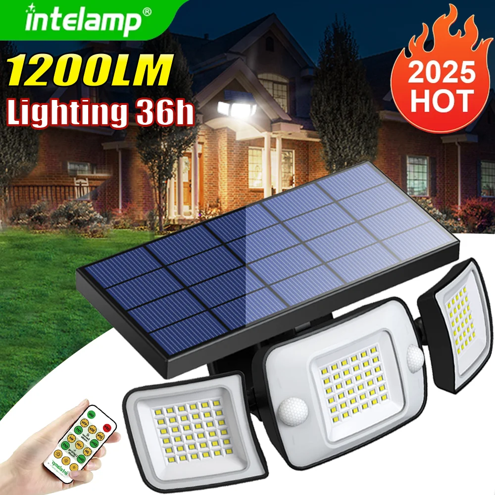 

1200LM Solar Light for Outdoor Solar Lamp Sunlight Motion Sensor Light Remote Control Waterproof Garden Street Wall Yard Lamp
