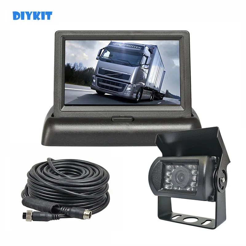 

DIYKIT DC12V-24V 4.3inch Reverse Rear View Car Monitor Waterproof CCD Backup Night Vision Bus Truck Camera