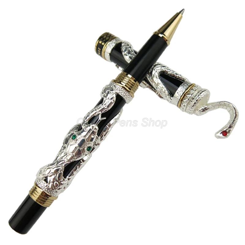 Jinhao Exquisite Snake Roller Ball Pen Silver & Golden Cobra 3D Pattern Texture Relief Sculpture Technology Writing Pen JR009