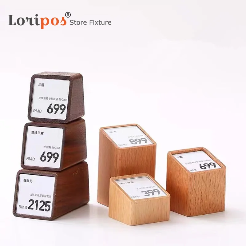 Acrylic Price Tag Paper Holder Display Stand Table Mini Price Cubes Jewelry Label Sign Watch Tag