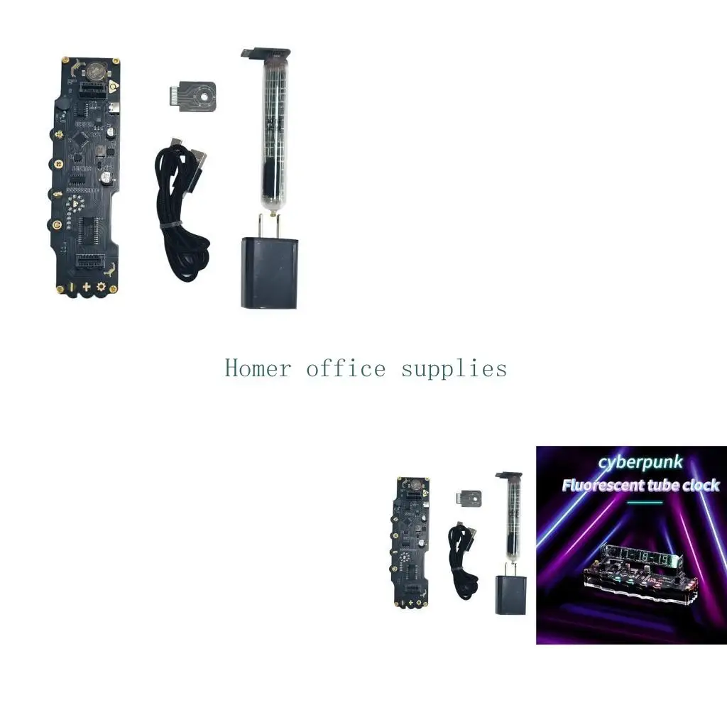 

K43B Modern Desktop Clock No Assembly Required Glow Tube Clock Decorations