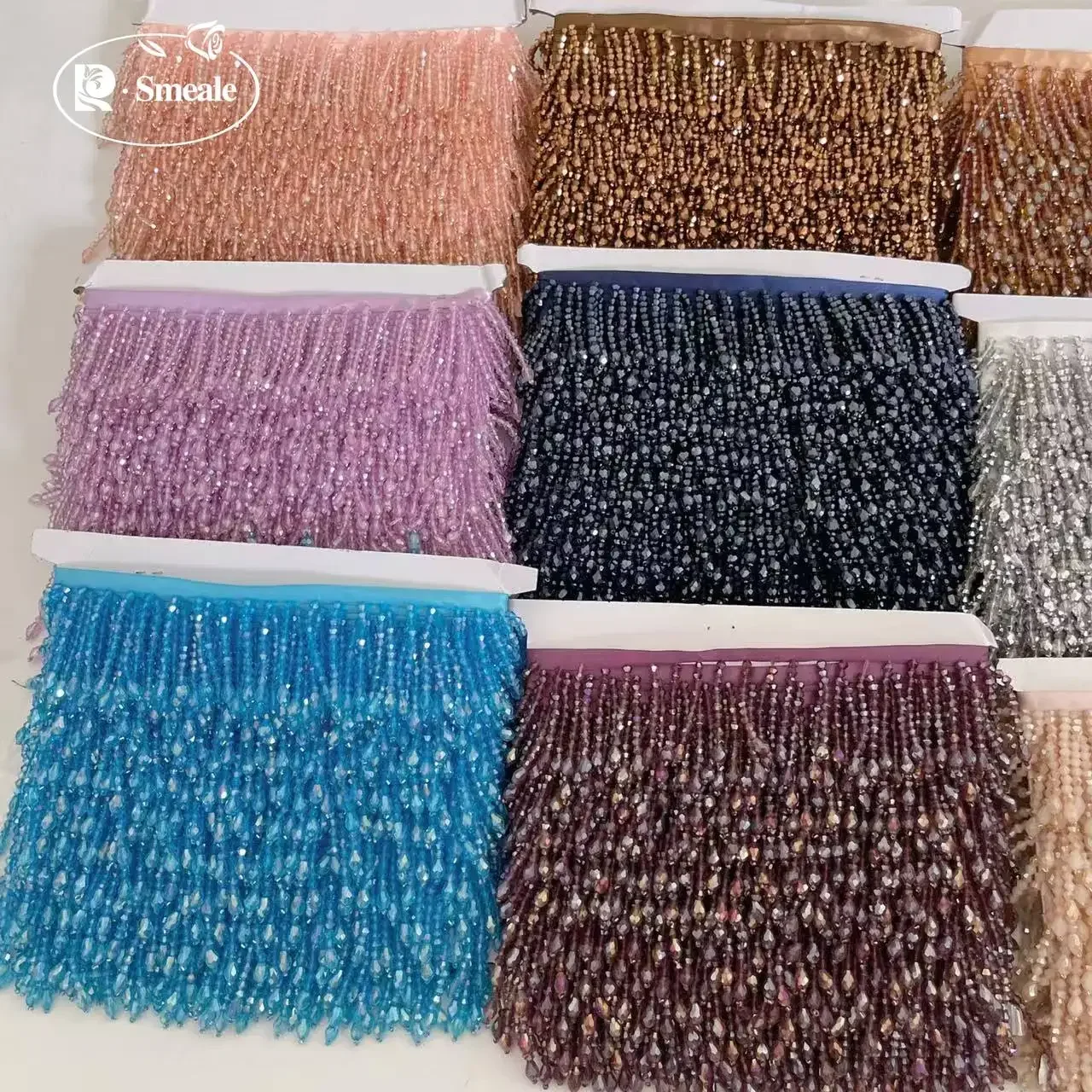 2Yards. Tassels Beaded Lace Trim.Garment Dress Tassel Lace Decoration Shoes Ornaments White Black Hanging Bead Curtain RS24662