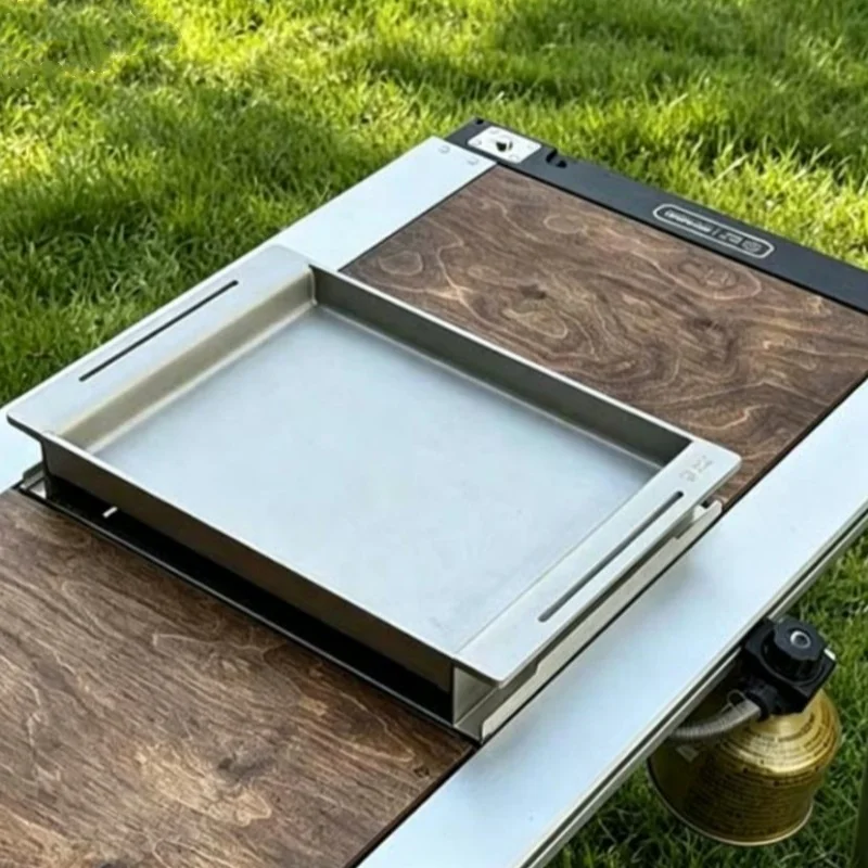 1/1.5/2 Unit Stainless Steel Grill Pan Camping IGT Table Matching BBQ Plate Multifunctional Flat Skillet Picnic cooking Pan